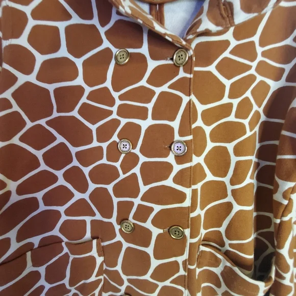 Isaac Mizrahi Size L Giraffe print double gold button 100% Cotton jacket - Picture 8 of 10
